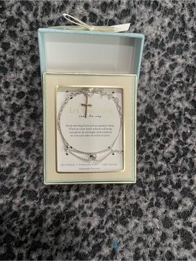 Let Your Faith Lead The Way Silver-Plated, Freshwater Pearl Adjustable Bracelet